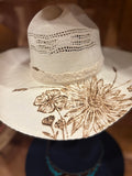 Hand-Burned Wildflower & Daisy Cowboy Hat