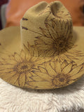 Sand Hand-Burned Sunflower Cowboy Hat
