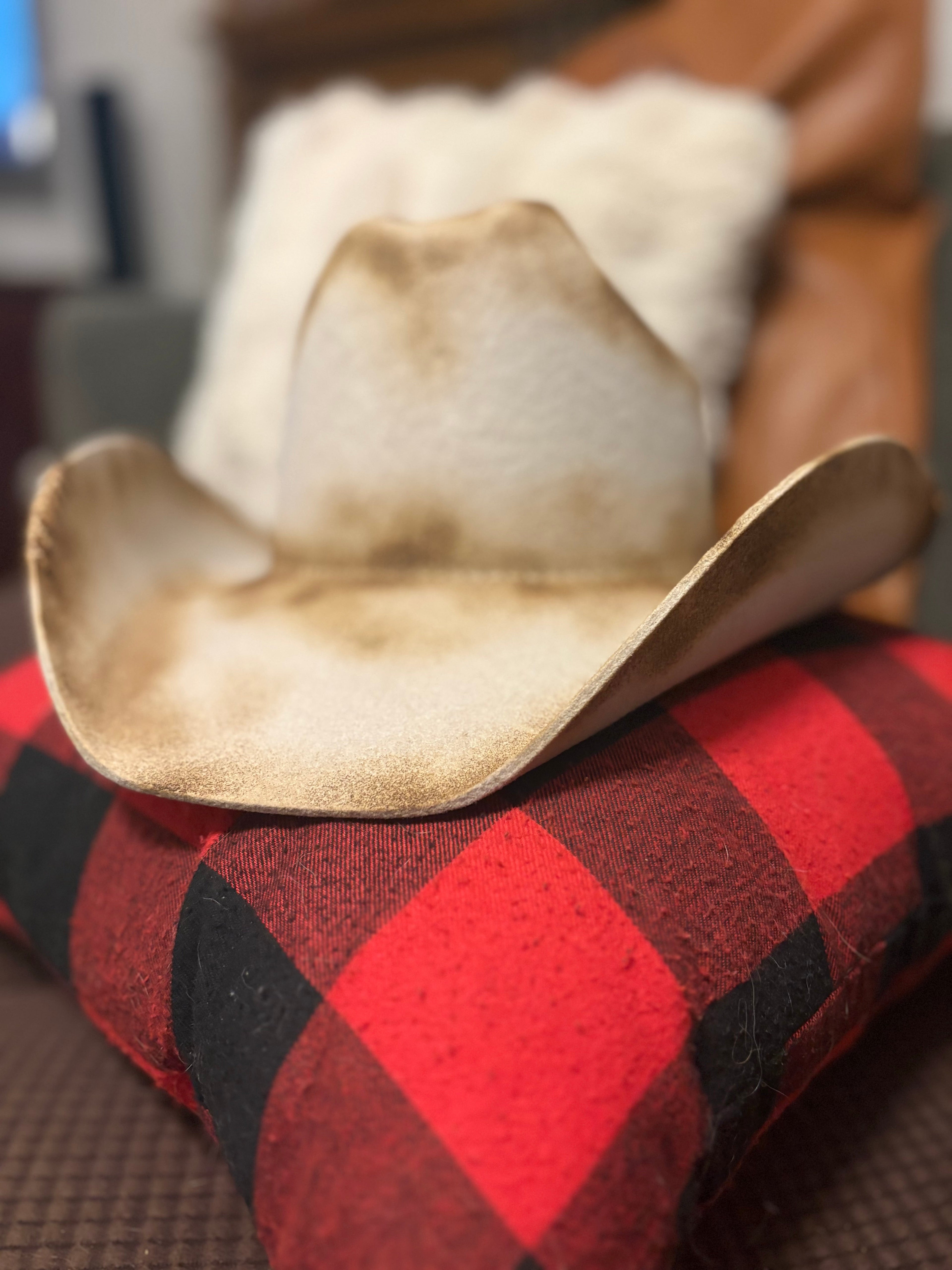 Silver belly felt cowboy hat — side profile view